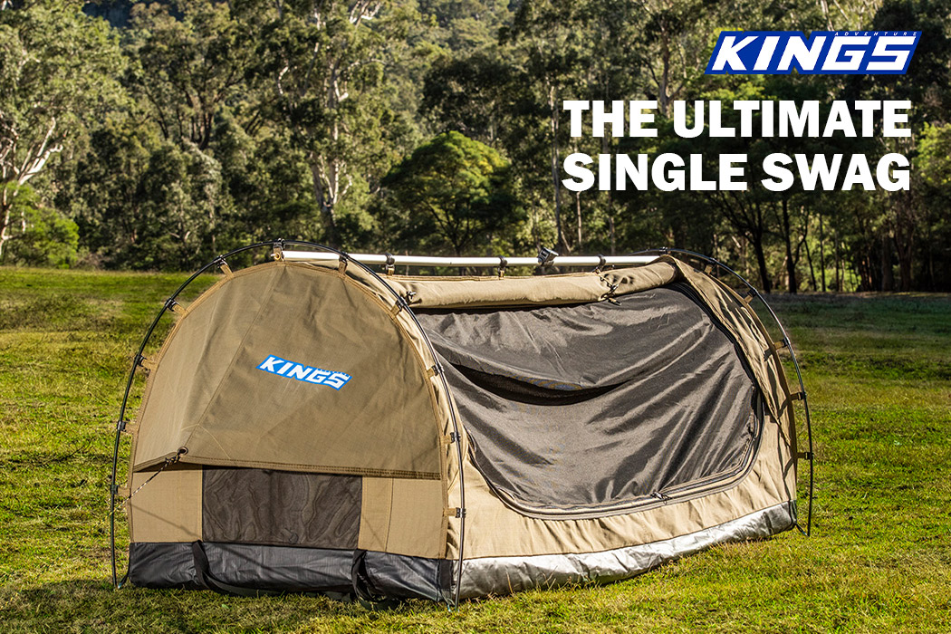 Adventure Kings Deluxe Single Swag 4WD 400GSM Ripstop Canvas Zips PVC